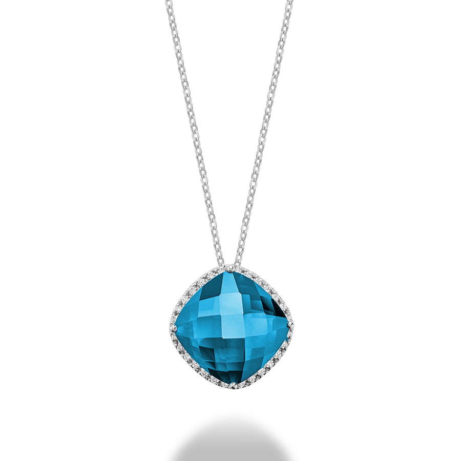 BLUE TOPAZ & DIAMOND PENDANT