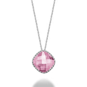PINK SYNTHETIC QTZ&DIA PENDANT - PENDENTIF EN QTZ ROSE