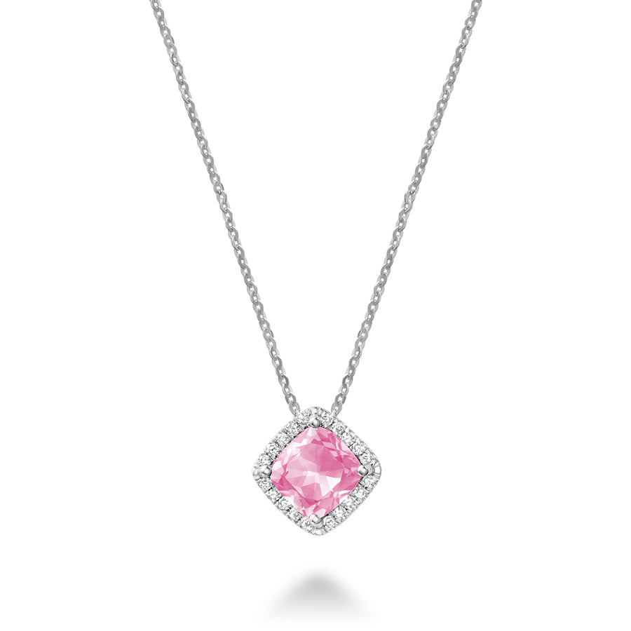 SYNTHETIC PINK QTZ&DIA PENDANT - PENDENTIF EN QTZ