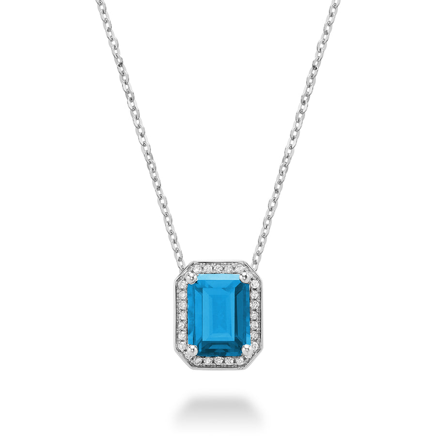 BLUE TOPAZ & DIAMOND PENDANT