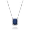 CREATED BLUE SAPPHIRE & DIAMOND PENDANT