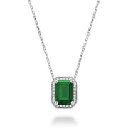 CREATED EMERALD & DIAMOND PENDANT