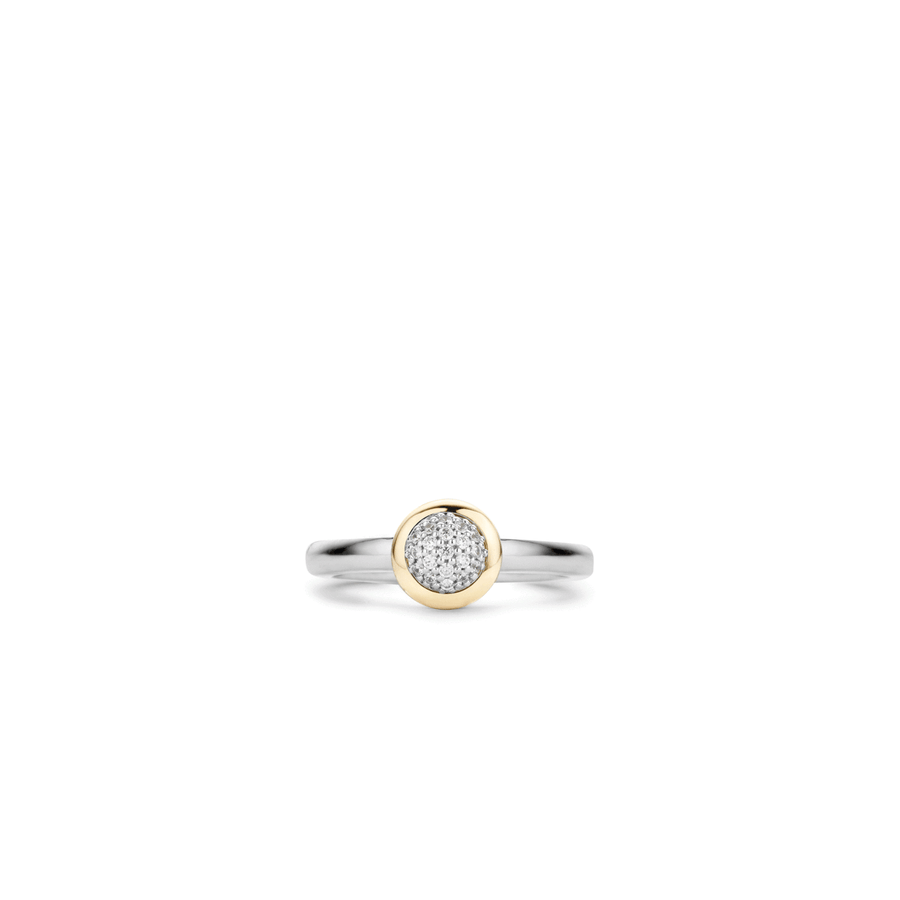 TI SENTO Bague Solitaire pavé zircon or