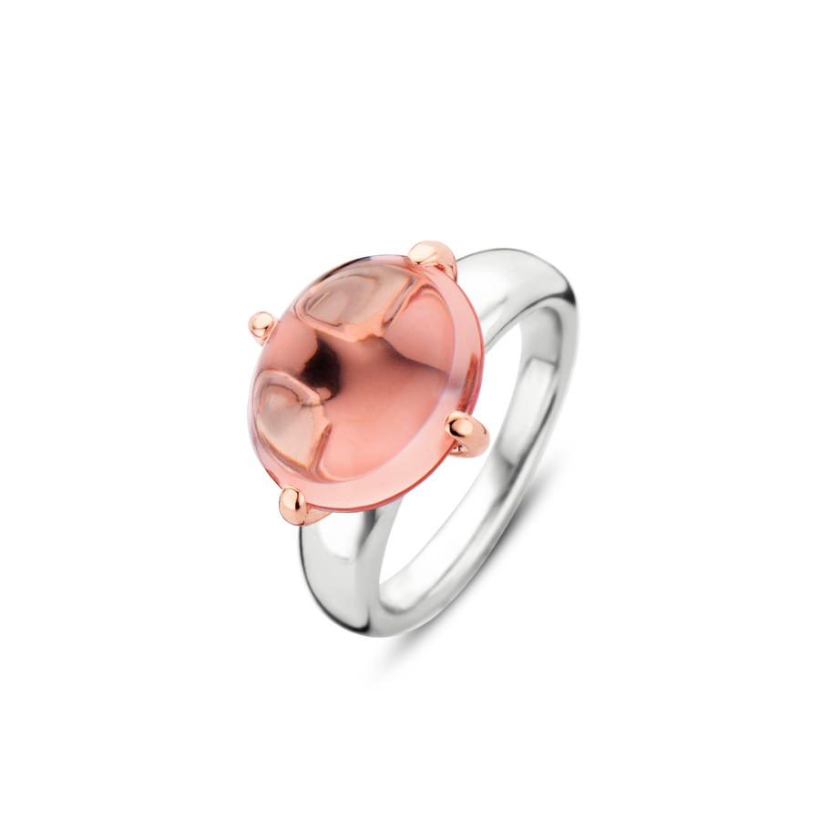 TI SENTO Bague avec pierre rose et griffes or rose -VENTE FINALE
