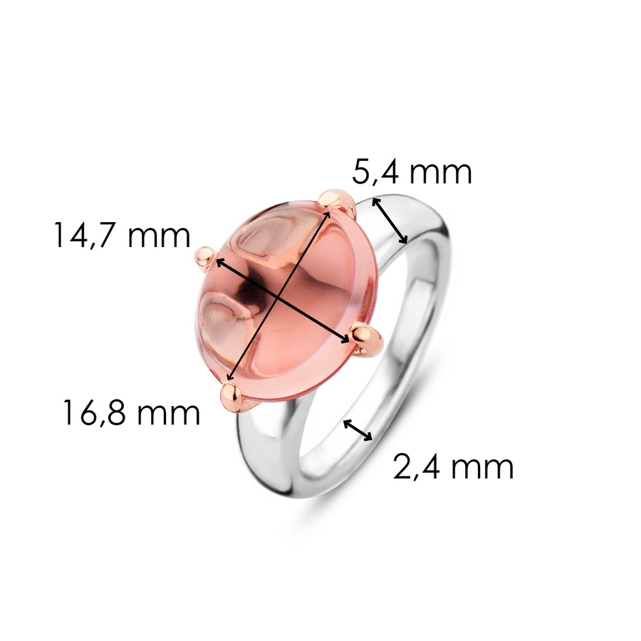 TI SENTO Bague avec pierre rose et griffes or rose -VENTE FINALE