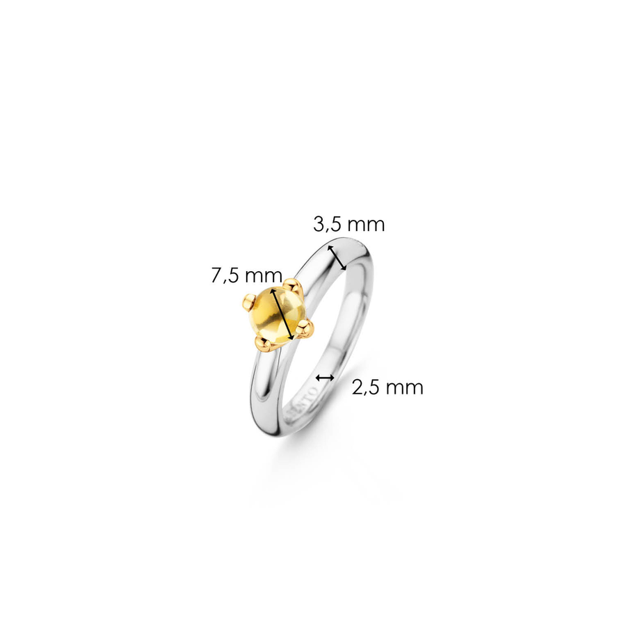 TI SENTO Bague 2 tons avec cristal jaune- Vente finale