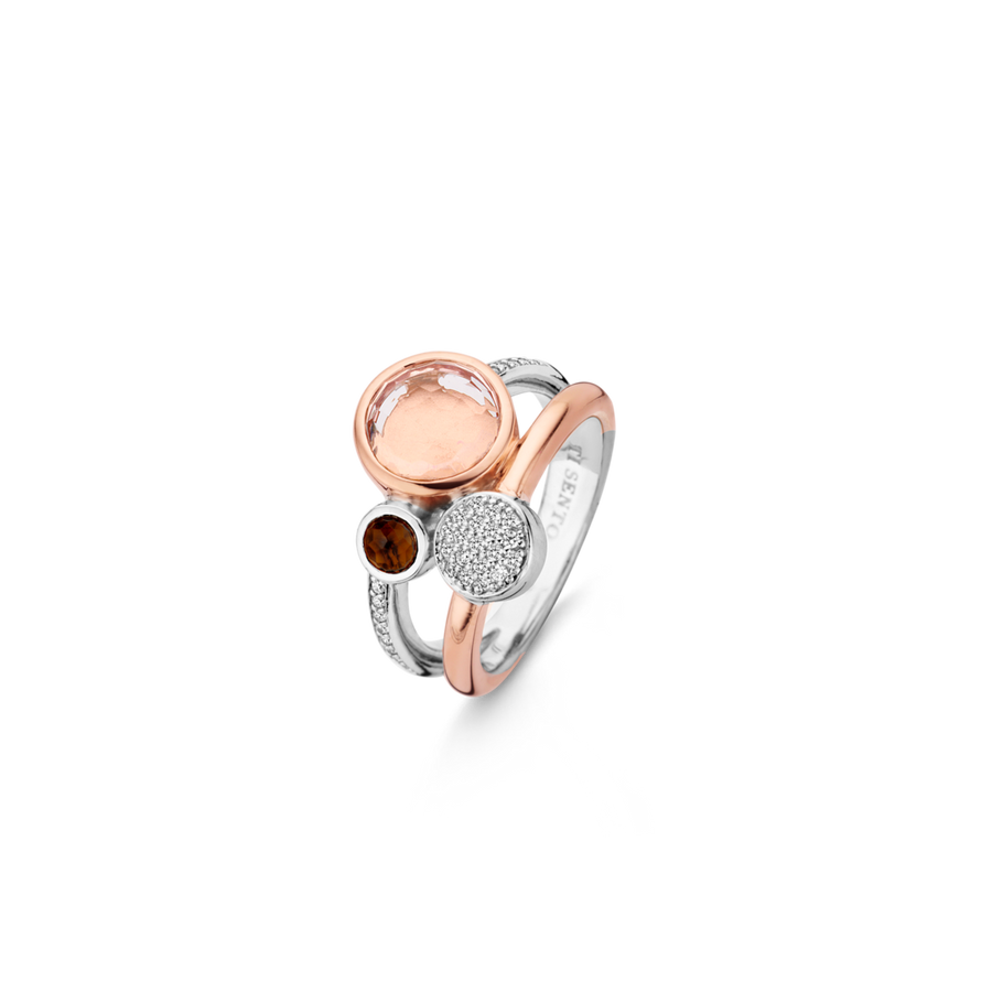 TI SENTO Bague avec pierres de couleurs et zircons en or rose-VENTE FINALE