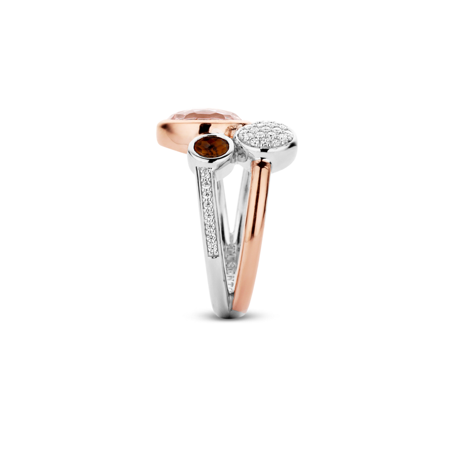 TI SENTO Bague avec pierres de couleurs et zircons en or rose-VENTE FINALE