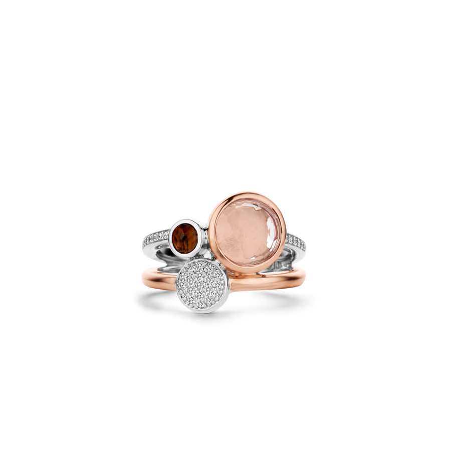 TI SENTO Bague avec pierres de couleurs et zircons en or rose-VENTE FINALE