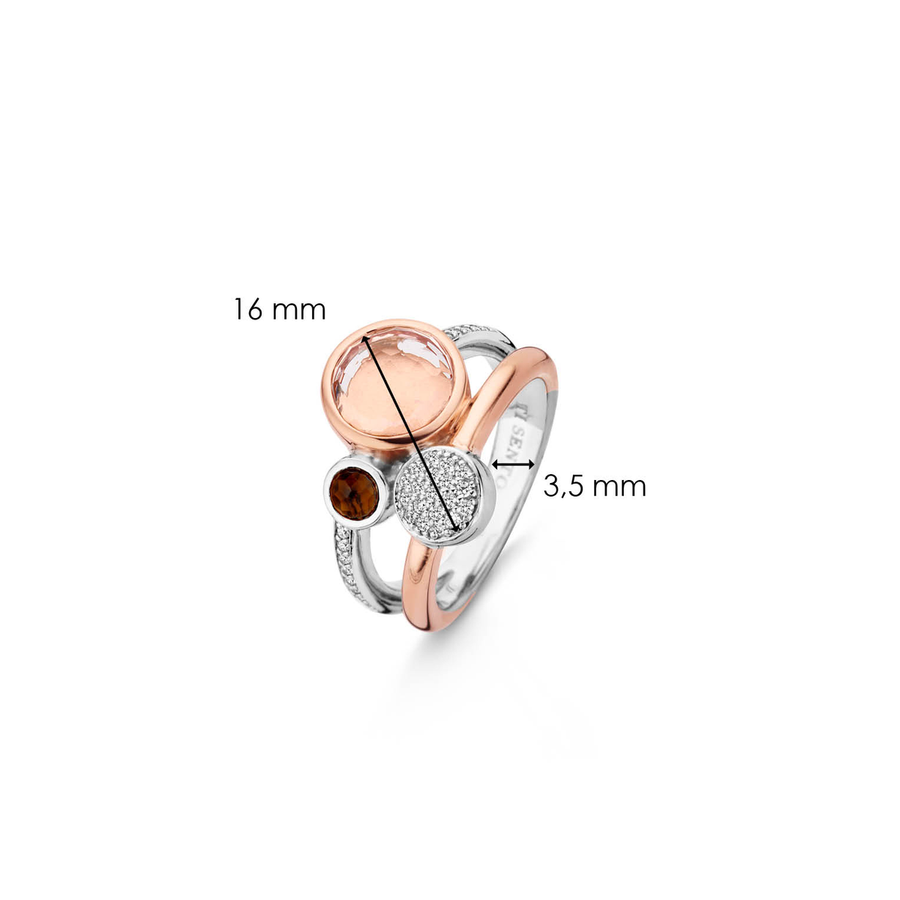 TI SENTO Bague avec pierres de couleurs et zircons en or rose-VENTE FINALE