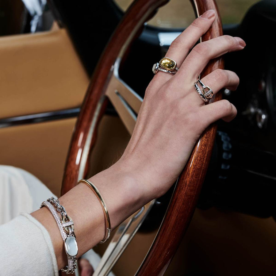 TI SENTO Bague pierre blanche et zircon