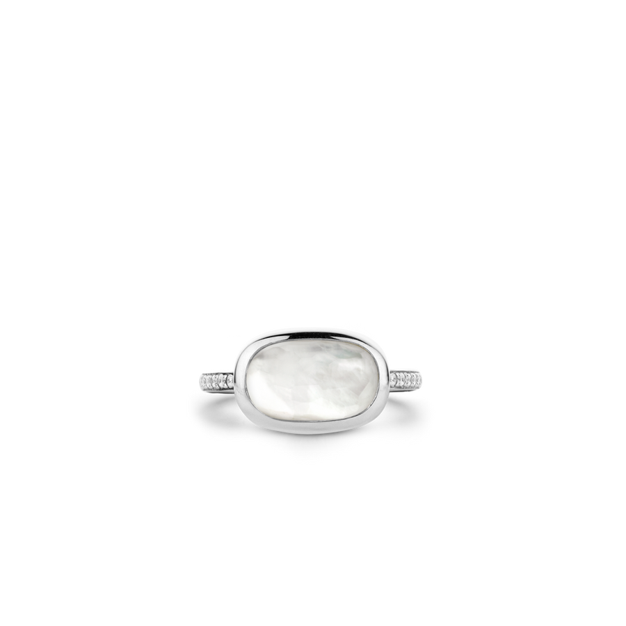 TI SENTO Bague pierre blanche et zircon