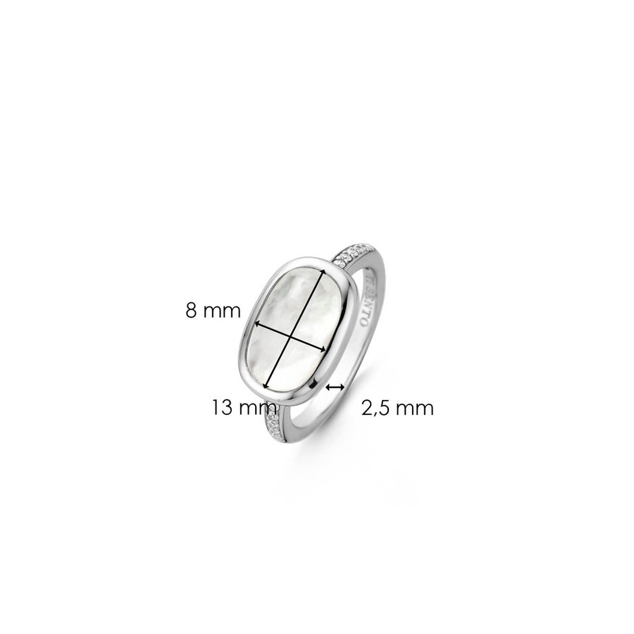 TI SENTO Bague pierre blanche et zircon