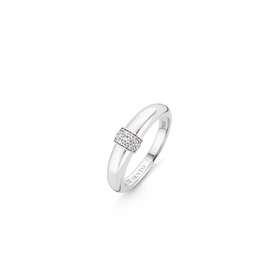 TI SENTO Bague pavé de zircons