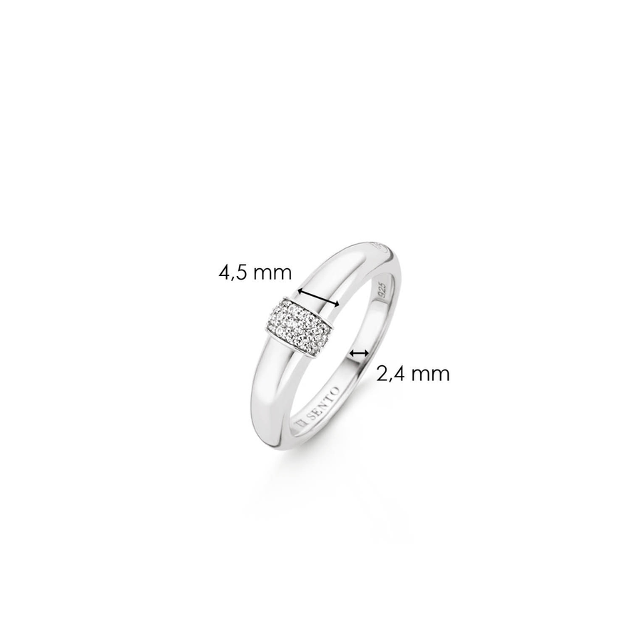 TI SENTO Bague pavé de zircons