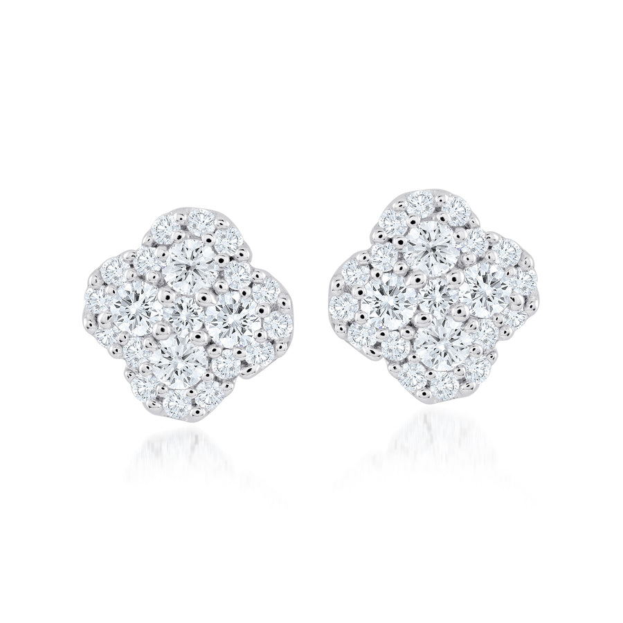 Clous d'oreilles trèfles en micro-pavé