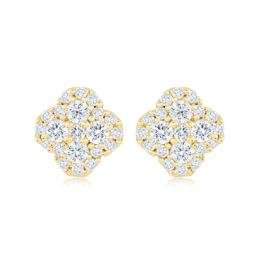 Clous d'oreilles trèfles en micro-pavé