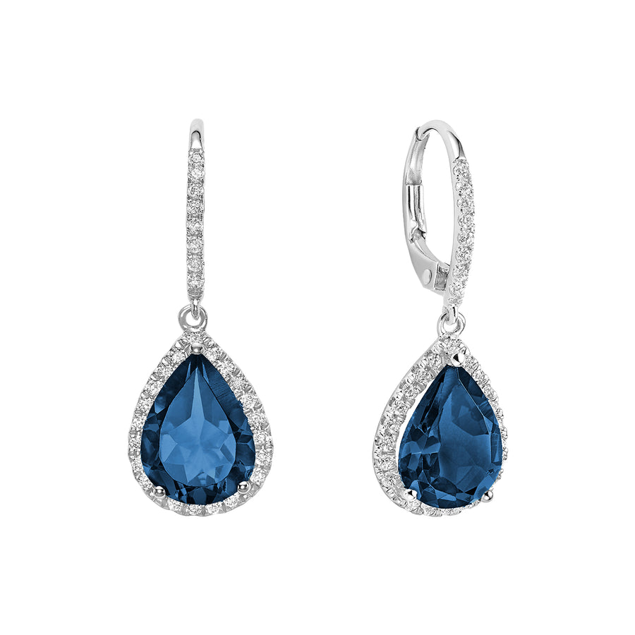 LONDON BLUE TOPAZ&DIAM EARRING - BOU.D'OREIL. DIA&