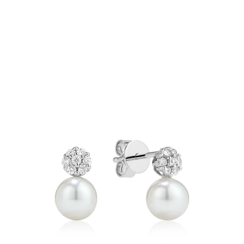 Boucle d'oreille en perle et diamants 13-040860WP