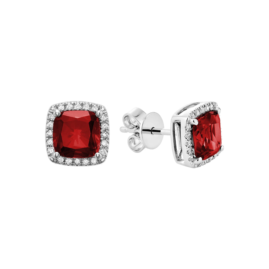 Semi Precious Stone & Diamond Halo Stud Earrings