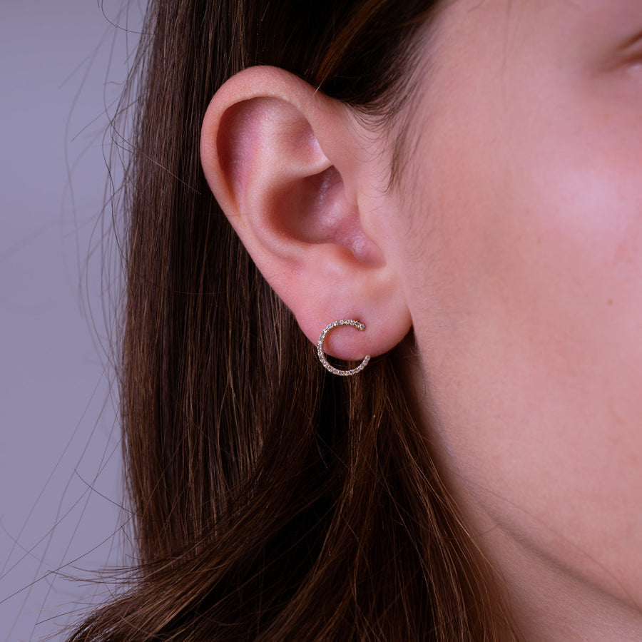 Diamond Curl Stud Earrings