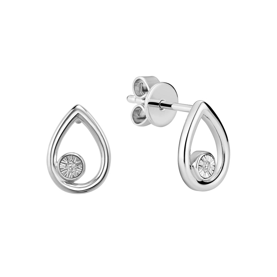 Pear Shaped Illusion Diamond Stud Earrings