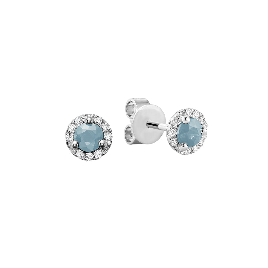 Precious Stone & Diamond Halo Stud Earrings