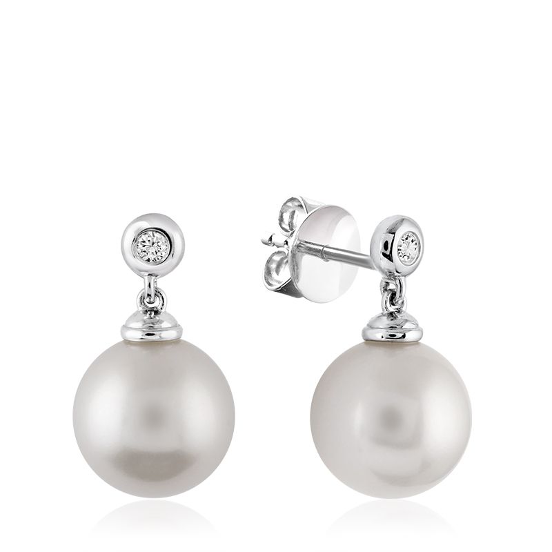 Boucles d'oreilles en perle et diamants 13-043170WP