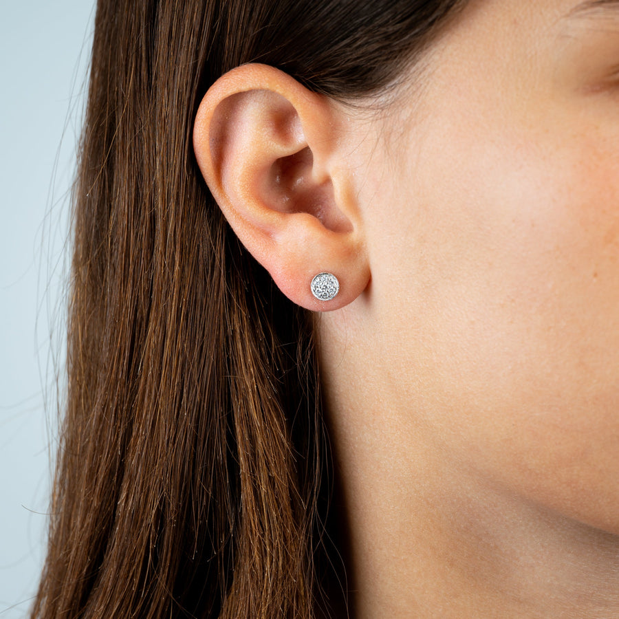 Round Milgrain Diamond Stud Earrings