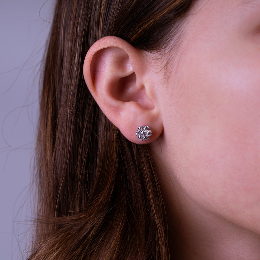 Flower Diamond Stud Earrings