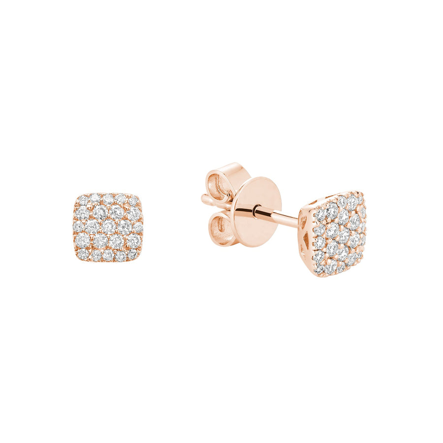 Pave Square Diamond Stud Earrings