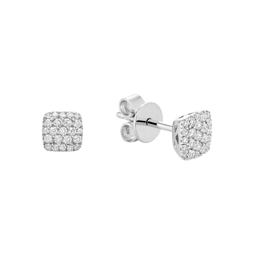 Pave Square Diamond Stud Earrings