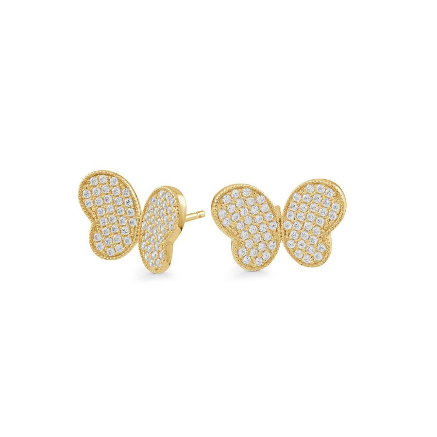 Clous d'oreilles papillon en micro-pavé