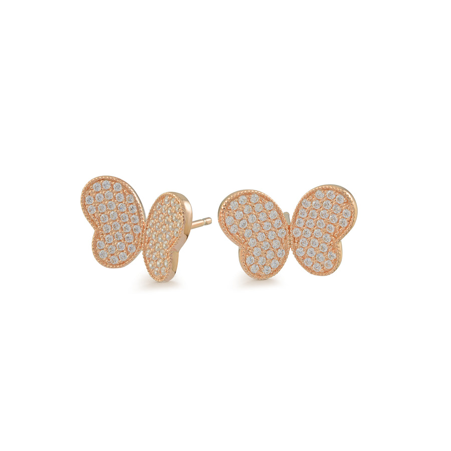 Clous d'oreilles papillon en micro-pavé