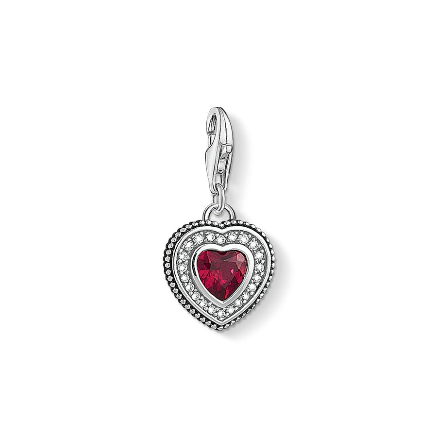 Pendentif Charm cœur avec pierre rouge