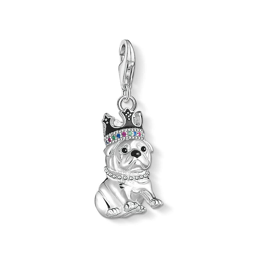 Pendentif Charm bouledogue avec couronne
