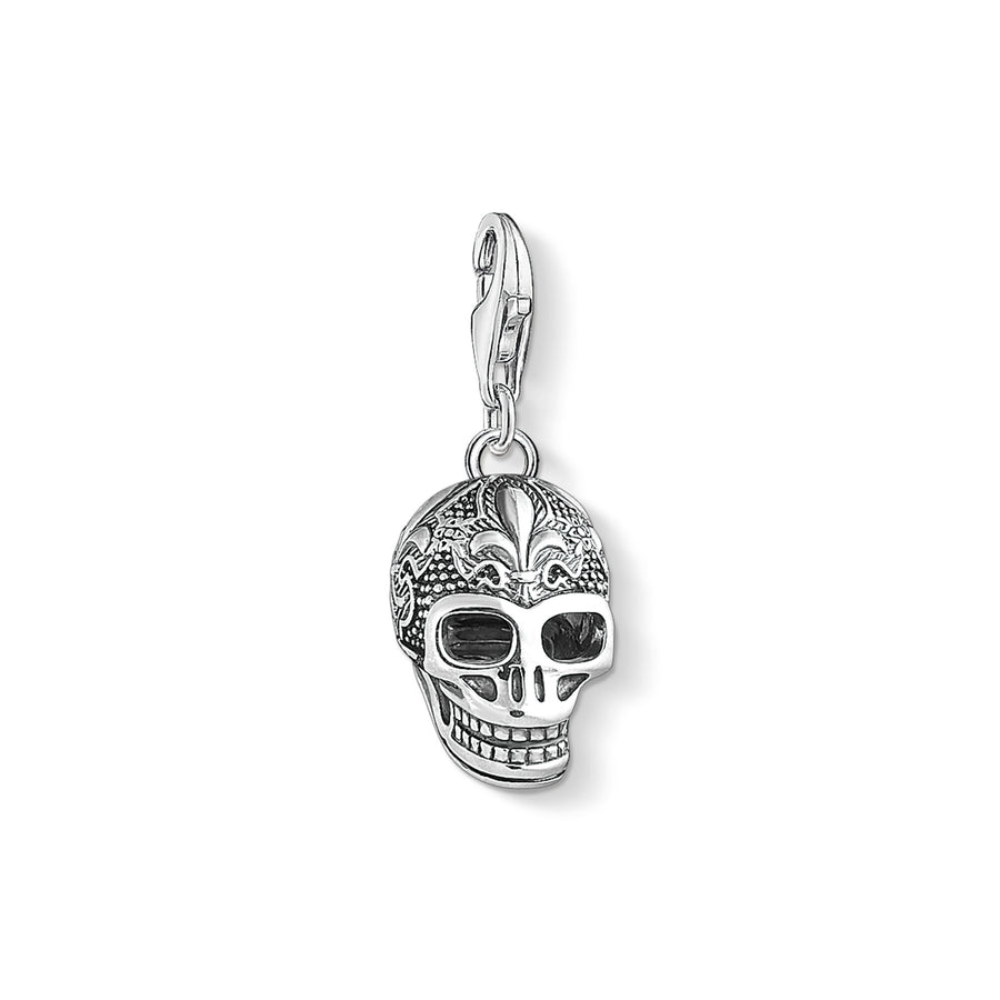 Pendentif Charm tête de mort avec lys