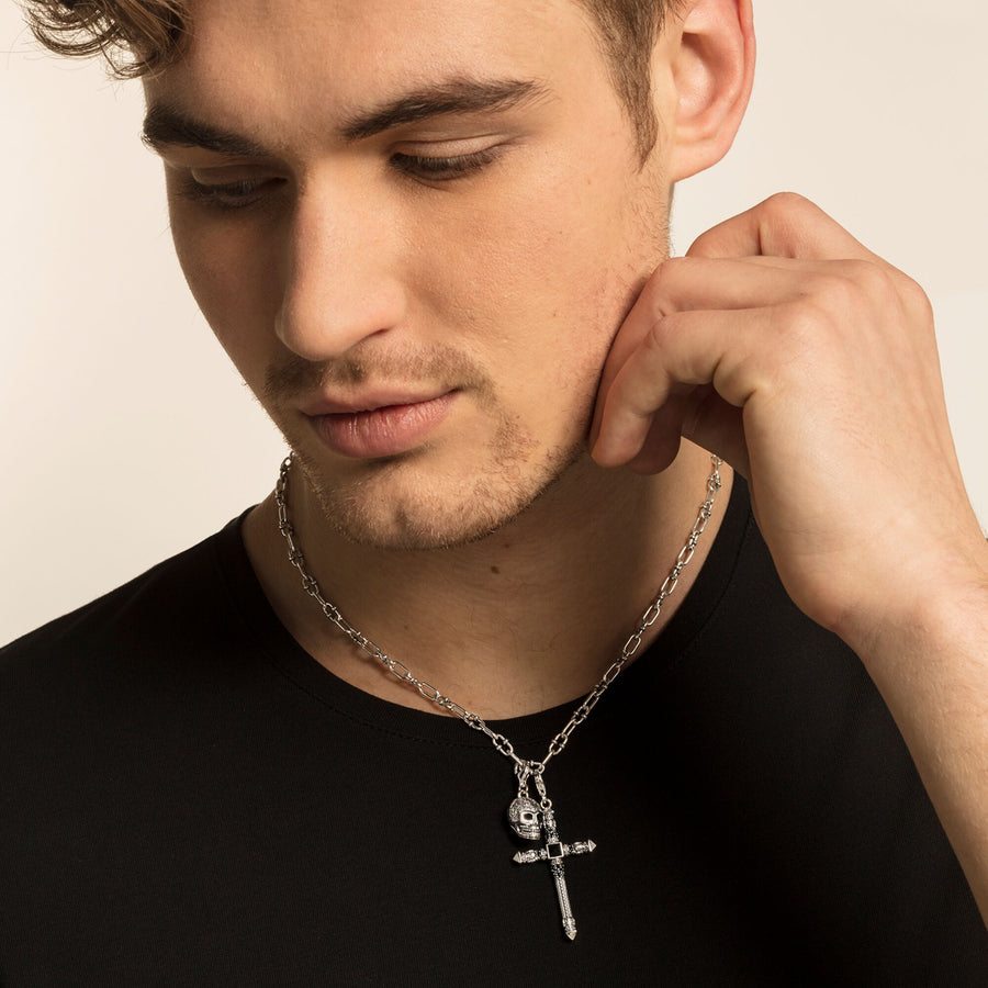 Pendentif Charm tête de mort avec lys
