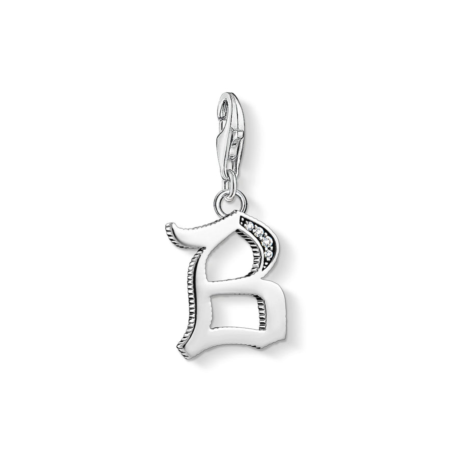 Pendentif Charm lettre b argenté