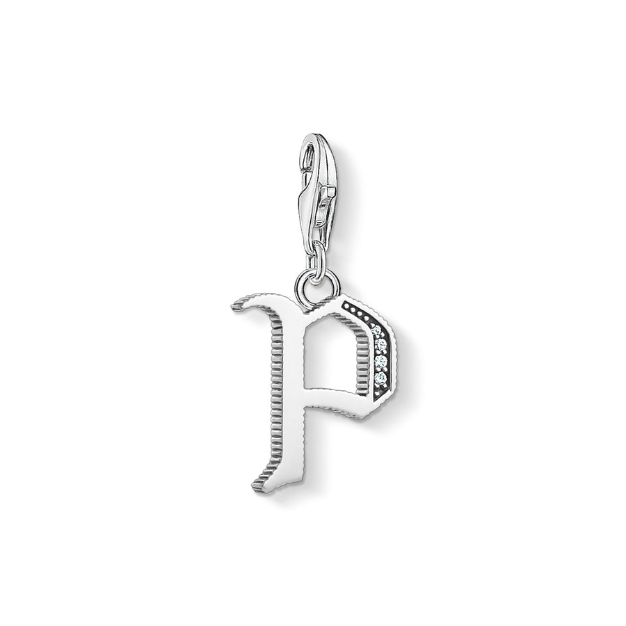 Pendentif Charm lettre p argenté