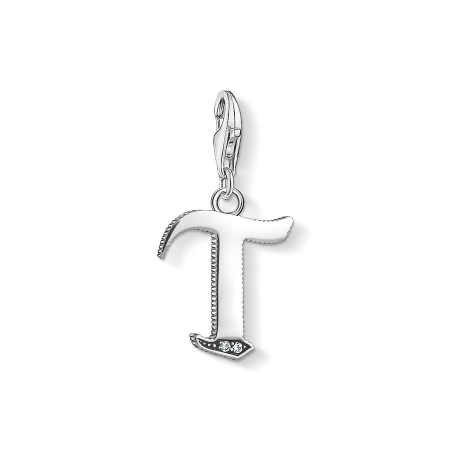 Pendentif Charm lettre t argenté