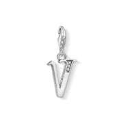 Pendentif Charm lettre v argenté