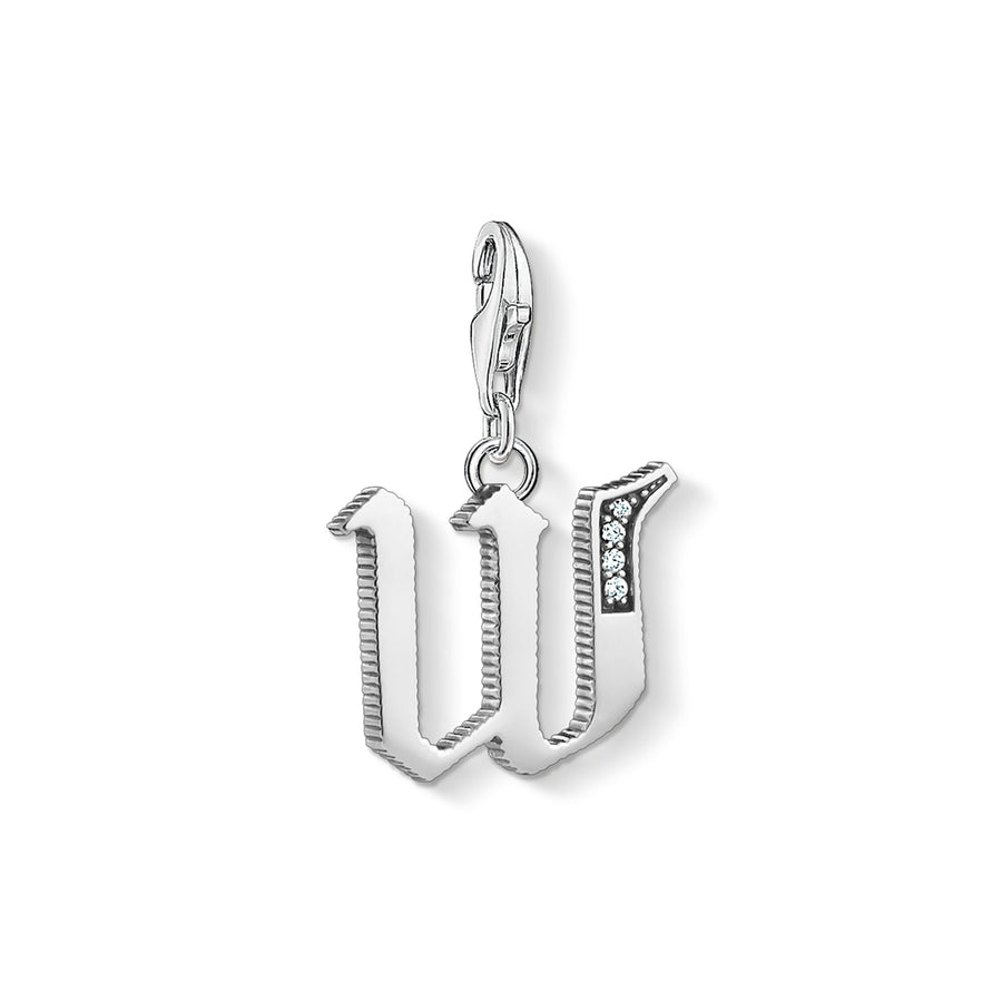 Pendentif Charm lettre w argenté