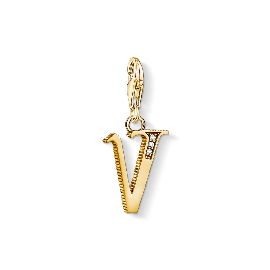 Pendentif Charm lettre v or