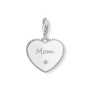 Pendentif Charm cœur mom argent