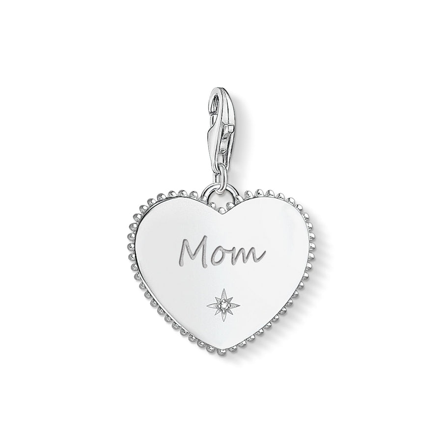 Pendentif Charm cœur mom argent