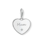 Pendentif Charm cœur mum argent