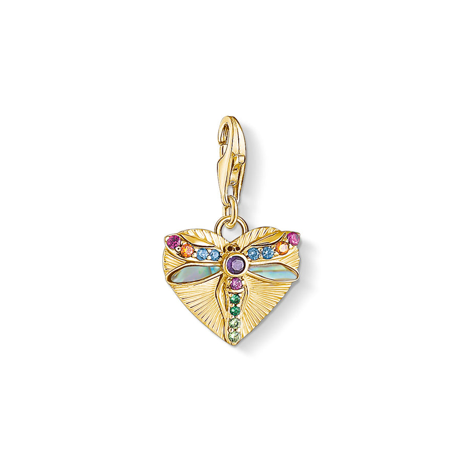 Pendentif Charm cœur avec libellule or