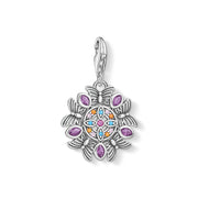 Pendentif Charm colibri multicolore or