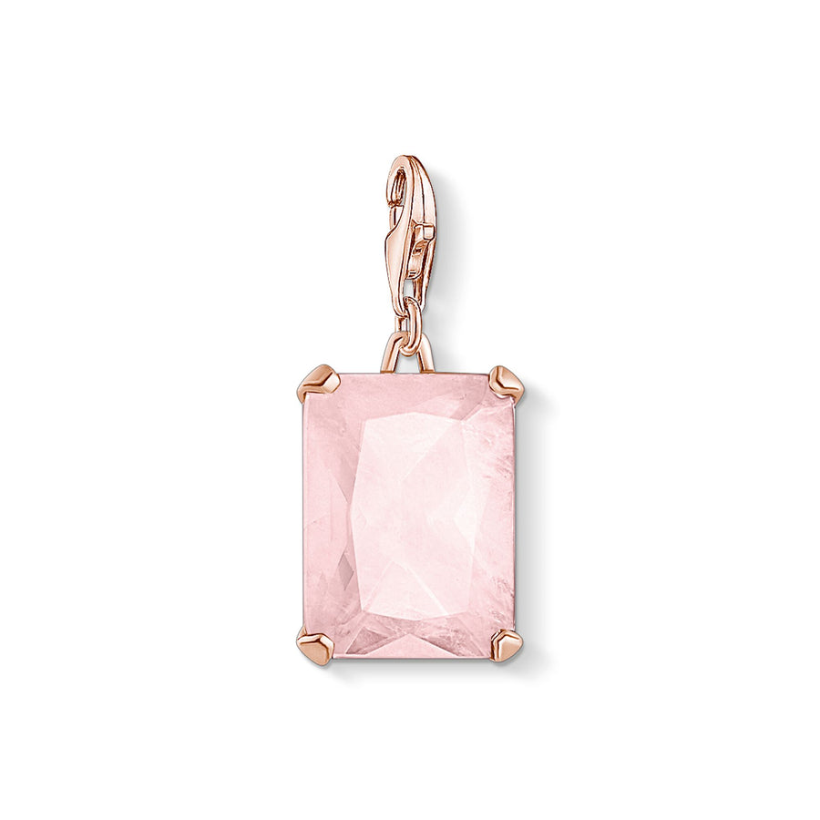 Pendentif Charm grande pierre rose